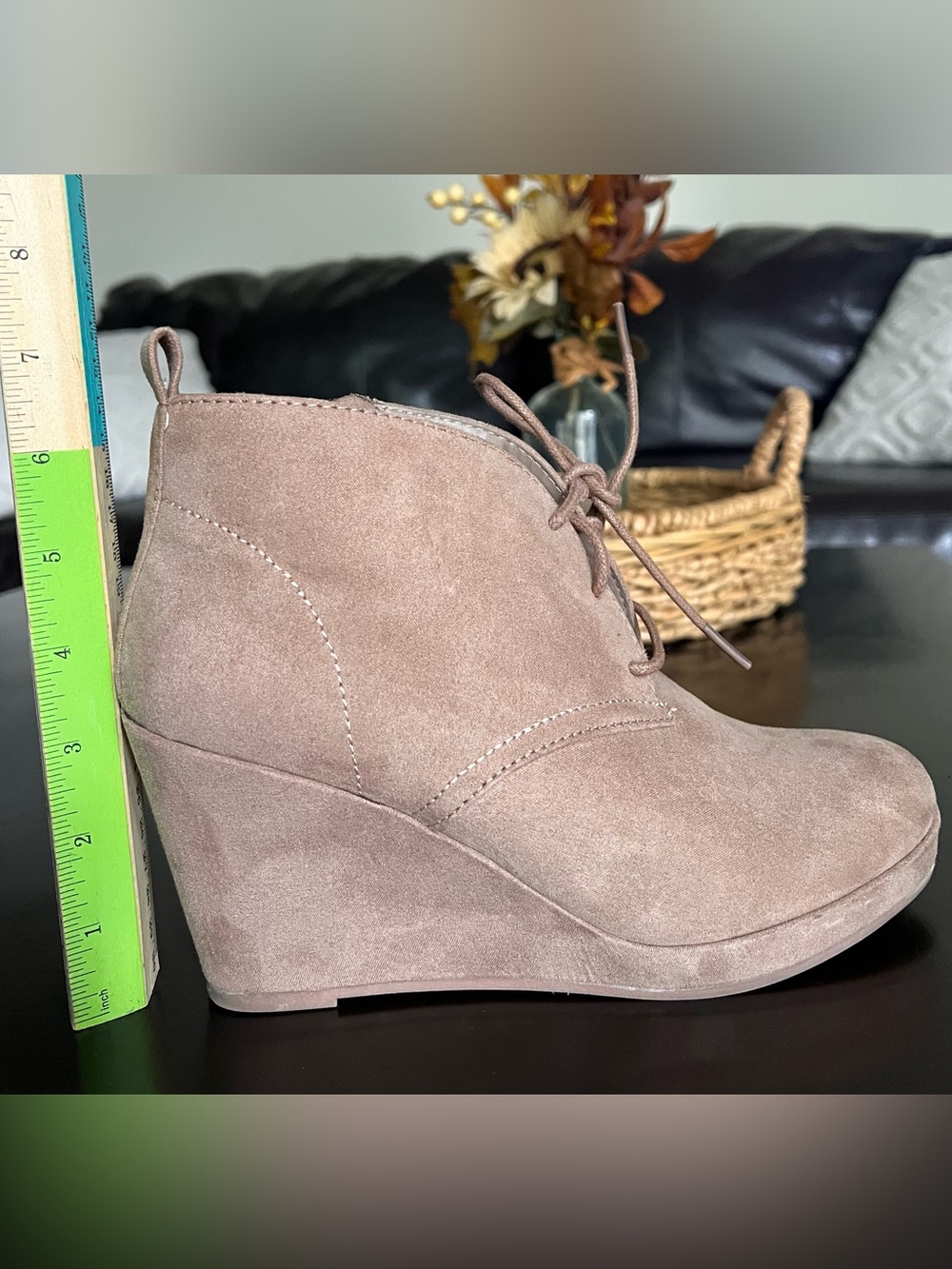 Dolce Vita Suede Wedge Ankle Booties -taupe